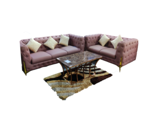 3Modern 3+2 Artificial Leather Pink Sofa.1